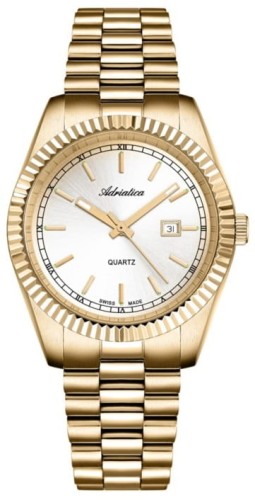Zegarek-damski-Adriatica-A3090.1113QXL-ze-srebrną-tarczą-złocistą-kopertą-36-mm-i-stalową-bransoletą-rolex