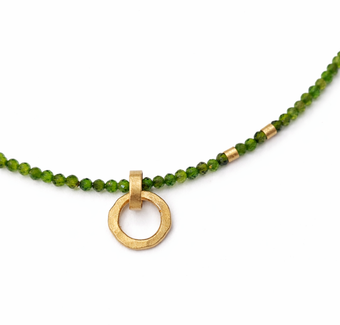 KRAUZA Naszyjnik Choker z Diopsydem i Zawieszką