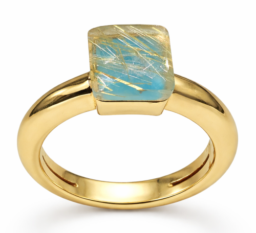 Złoty-Pierścionek-z-Turkusem-oraz-Złotym-Kwarcem-Rutylowym-Dall'Acqua-pr.585
