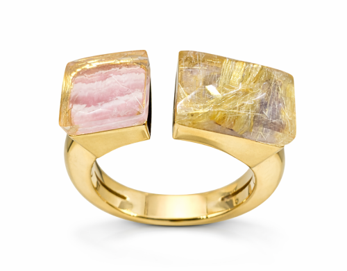 Złoty-Pierścionek-Gemma-z-Lepidolitem-Kwarcem,-Rodochrozytem-oraz-Kryształem-Górskim-Dall'Acqua-damski-585-1