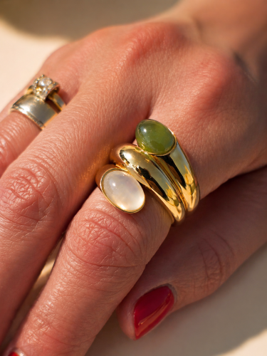 Złoty-Pierścionek-Gemma-z-Zielonym-Jadeitem,-Prazjolitem-oraz-Białym-Kwarcem-pr.585-DAMSKI-NOWOCZESNY-2