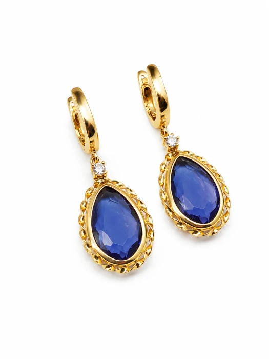 Złote-wiszące-Kolczyki-z-Chalcedonem-Dall'Acqua-pr.585-14k-damskie-klasyczne-2