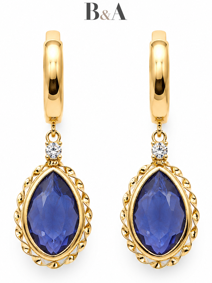 Złote-wiszące-Kolczyki-z-Chalcedonem-Dall'Acqua-pr.585-14k-damskie-klasyczne