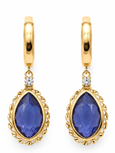 Złote-wiszące-Kolczyki-z-Chalcedonem-Dall'Acqua-pr.585-14k-damskie-klasyczne