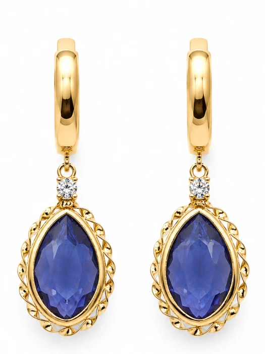Złote-wiszące-Kolczyki-z-Chalcedonem-Dall'Acqua-pr.585-14k-damskie-klasyczne