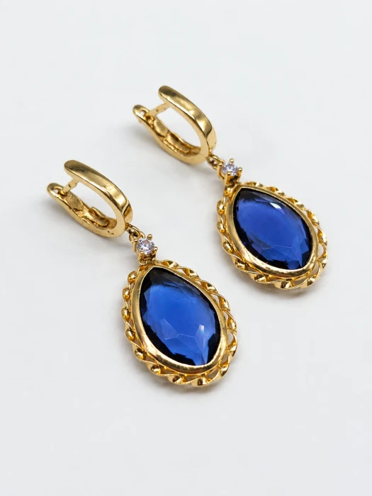 Złote-wiszące-Kolczyki-z-Chalcedonem-Dall'Acqua-pr.585-14k-damskie-klasyczne-4