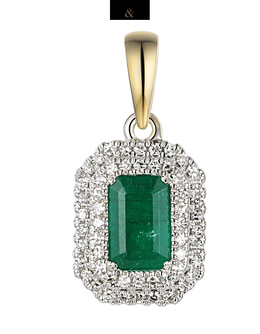 Złota-Zawieszka-ze-Szmaragdem-0,57-ct-i-diamentami-0,11-ct-ADIAMO-P87499-YW-EM-próba-585