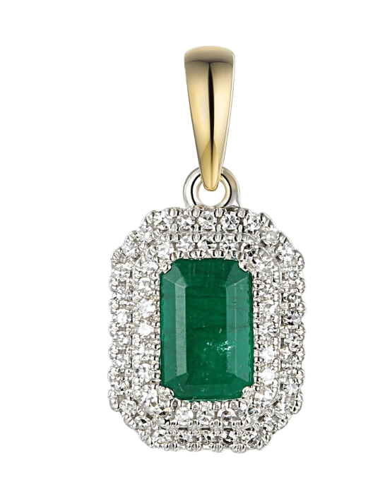 Złota-Zawieszka-ze-Szmaragdem-0,57-ct-i-diamentami-0,11-ct-ADIAMO-P87499-YW-EM-próba-585