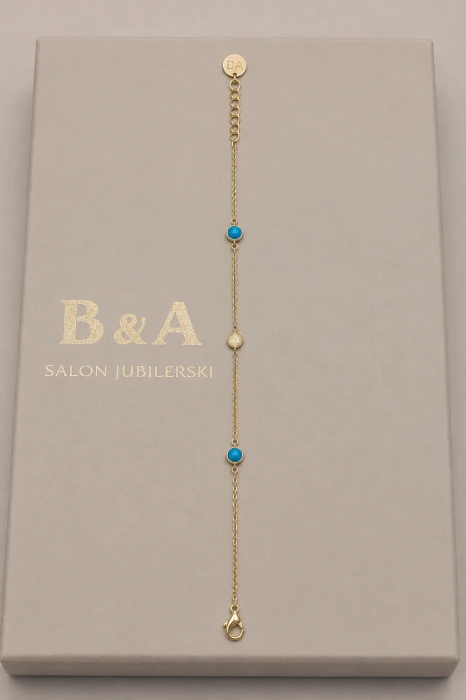Złota-Bransoletka-z-Turkusem-Dall'Acqua-próba-585-10909-2