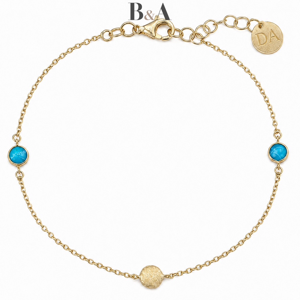 Złota-Bransoletka-z-Turkusem-Dall'Acqua-próba-585-10909