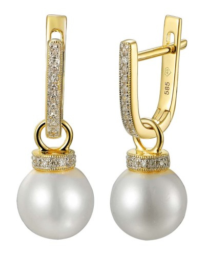 Złote-Kolczyki-z-Perlami-i-Brylantami-0,16ct-H/SI-ADIAMO-E23637-Y-A-PL–próba585