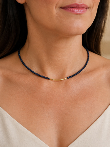 Krauza-design-naszyjnik-choker-z-szafirami-zlocony-jubiler-ostrów
