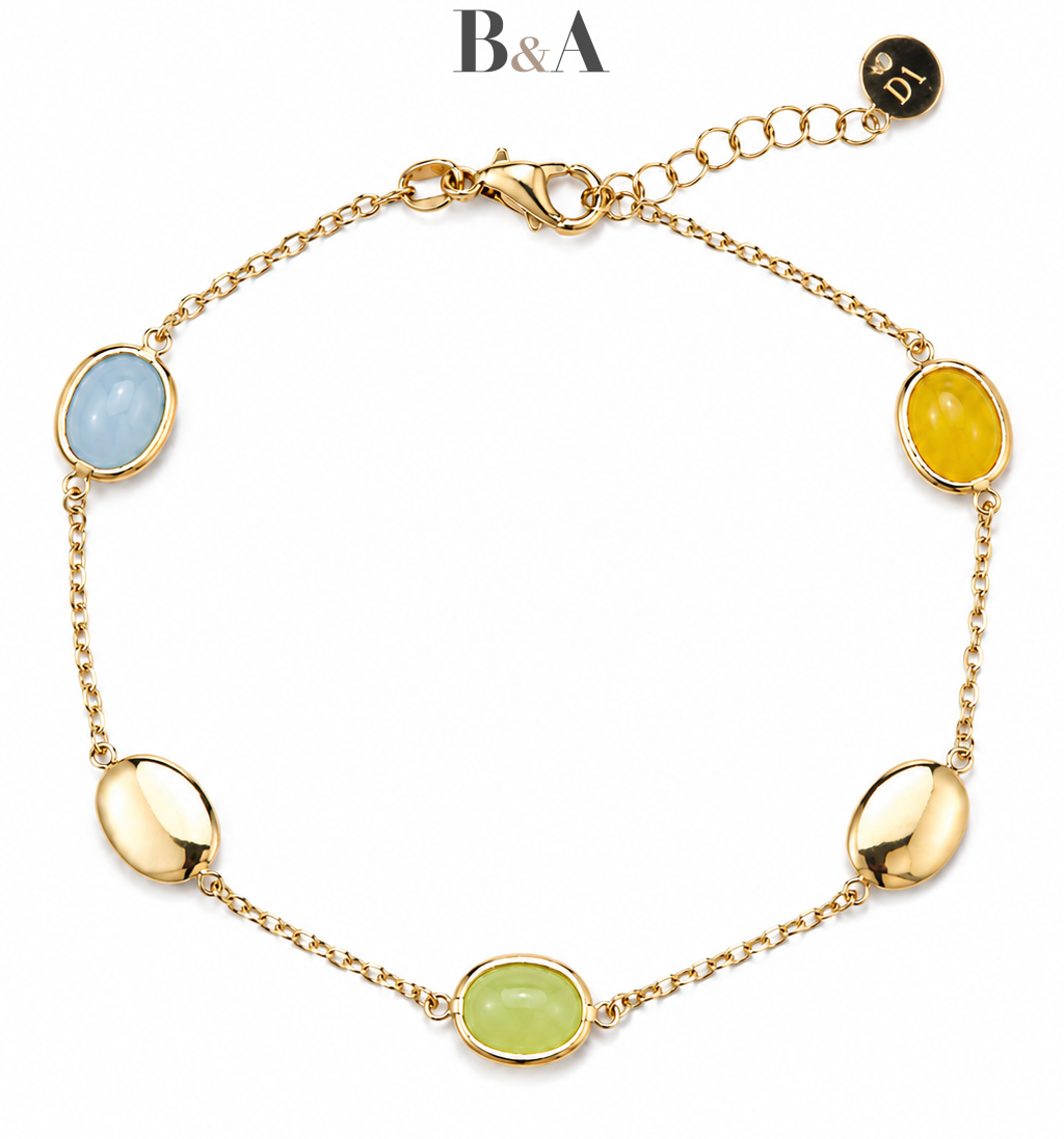 Złota-Bransoletka-DallAcqua-z-Kolorowymi-Kwarcami-pr.585-14k-damska