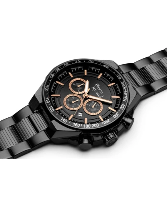 Zegarek-męski-Pierre-Ricaud-P97032.B1R4CH-49mm-z-czarną-tarczą-chronografu-i-czarną-stalową-bransoletą-PVD2