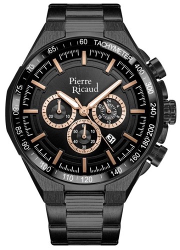 Zegarek-męski-Pierre-Ricaud-P97032.B1R4CH-49mm-z-czarną-tarczą-chronografu-i-czarną-stalową-bransoletą-PVD