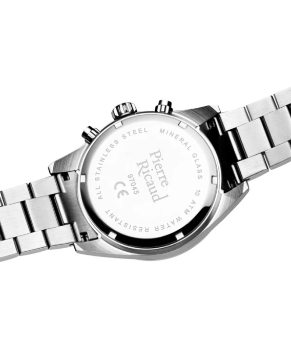 Zegarek-męski-Pierre-Ricaud-P97045.5114CH-z-czarną-tarczą-chronograf-skalą-tachymetryczną-i-srebrną-stalową-bransoletą2