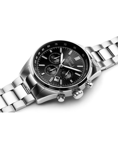Zegarek-męski-Pierre-Ricaud-P97045.5114CH-z-czarną-tarczą-chronograf-skalą-tachymetryczną-i-srebrną-stalową-bransoletą