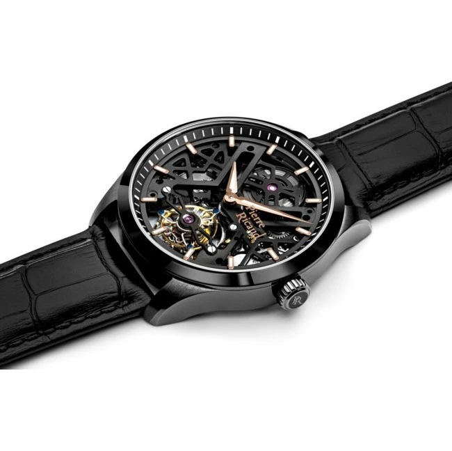 zegarek-meski-z-limitowanej-edycji-Pierre-Ricaud-P2004.S2R6A-tourbillon-Skeleton-z-odsłoniętym-mechanizmem-detalami-w-kolorze-różowego-złota-i-czarnym-skórzanym-paskiem3