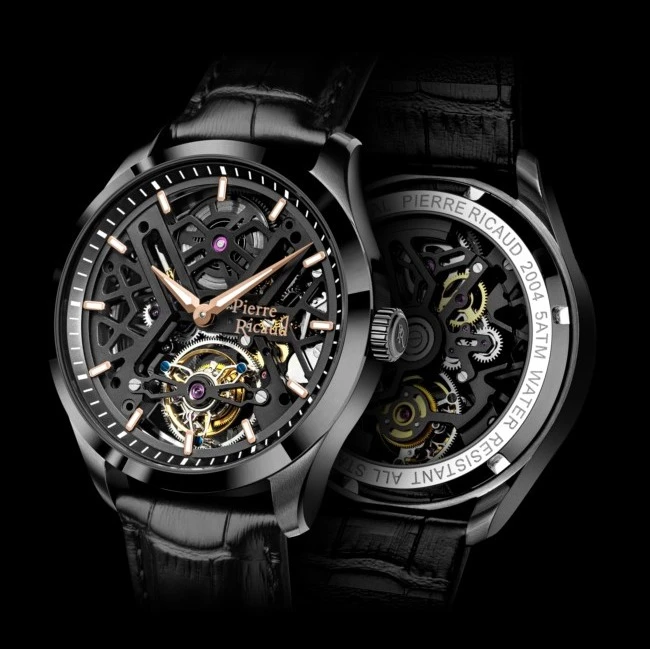 zegarek-meski-z-limitowanej-edycji-Pierre-Ricaud-P2004.S2R6A-tourbillon-Skeleton-z-odsłoniętym-mechanizmem-detalami-w-kolorze-różowego-złota-i-czarnym-skórzanym-paskiem1