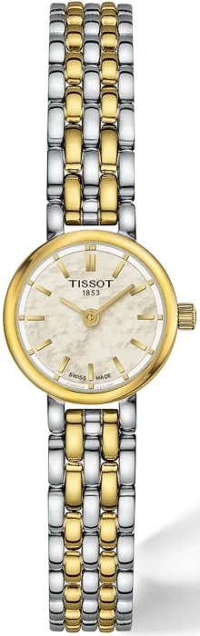 Zegarek-damski-Tissot-Lovely-T140.009.22.111.00-z-tarczą-z-białej-masy-perłowej-srebrno-złotą-bransoletą