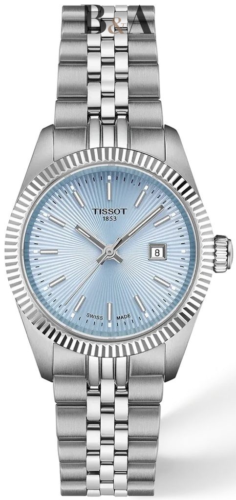 Zegarek-damski-Tissot-Ballade-30-mm-T156.010.11.351.00-z-jasnoniebieską-tarczą-żłobioną-lunetą-i-stalową-bransoletą