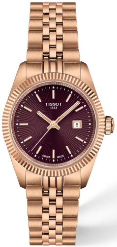 Zegarek-damski-Tissot-Ballade-30-mm-T156.010.33.371.00-z-bordową-tarczą-bransoletą-w-kolorze-różowego-złota