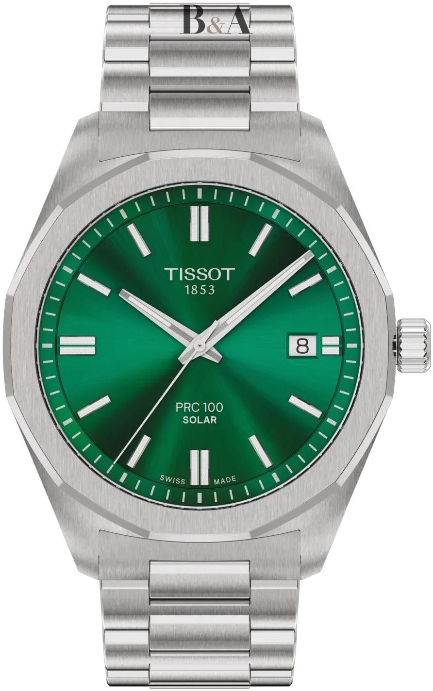 Zegarek-męski-Tissot-PRC-100-Solar-39-mm-T151.422.11.091.00-z-zieloną-tarczą-dwunastokątną-lunetą-i-stalową-bransoletą