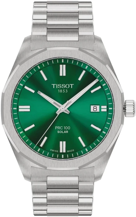 Zegarek-męski-Tissot-PRC-100-Solar-39-mm-T151.422.11.091.00-z-zieloną-tarczą-dwunastokątną-lunetą-i-stalową-bransoletą