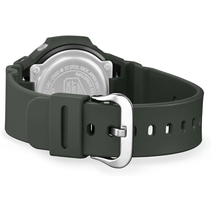 Ciemnozielony-Casio-G-SHOCK-GAC-2500-3AER-z-analogową-tarczą-srebrzystymi-indeksami-i-pomarańczowymi-detalami5