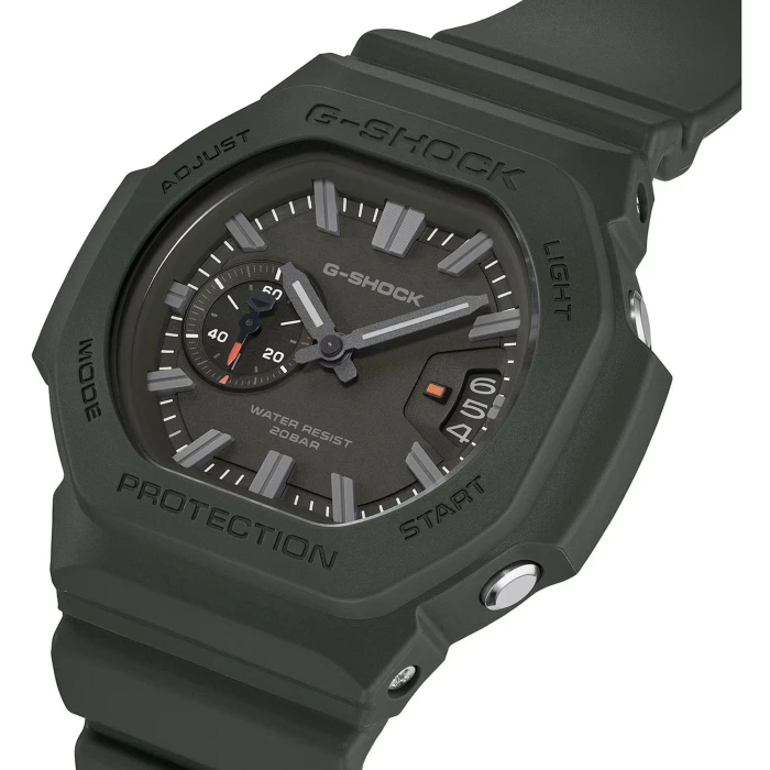 Ciemnozielony-Casio-G-SHOCK-GAC-2500-3AER-z-analogową-tarczą-srebrzystymi-indeksami-i-pomarańczowymi-detalami2