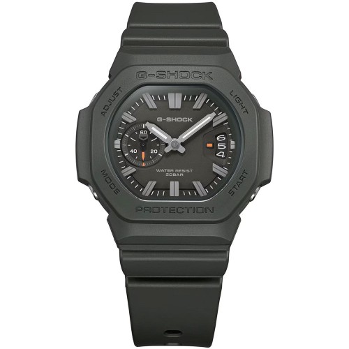 Ciemnozielony-Casio-G-SHOCK-GAC-2500-3AER-z-analogową-tarczą-srebrzystymi-indeksami-i-pomarańczowymi-detalami1
