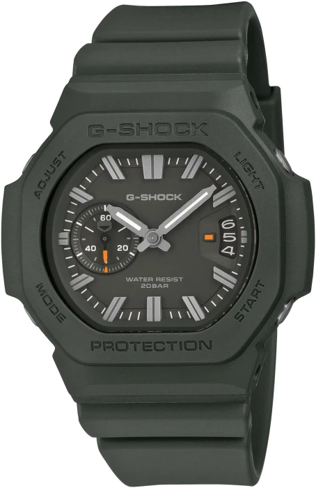 Ciemnozielony-Casio-G-SHOCK-GAC-2500-3AER-z-analogową-tarczą-srebrzystymi-indeksami-i-pomarańczowymi-detalami