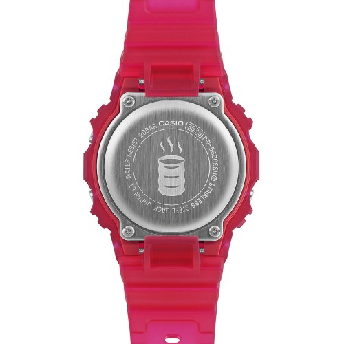 Czerwony-półprzezroczysty-zegarek-Casio-G-SHOCK-DW-5600SSH-4-Sushi-z-motywem-tuńczyka-i-zielonym-logo1