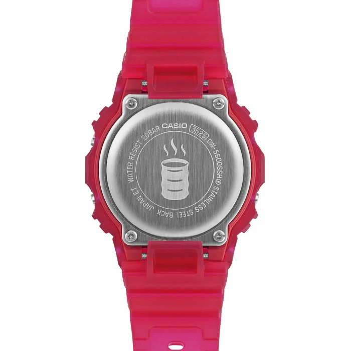 Czerwony-półprzezroczysty-zegarek-Casio-G-SHOCK-DW-5600SSH-4-Sushi-z-motywem-tuńczyka-i-zielonym-logo1