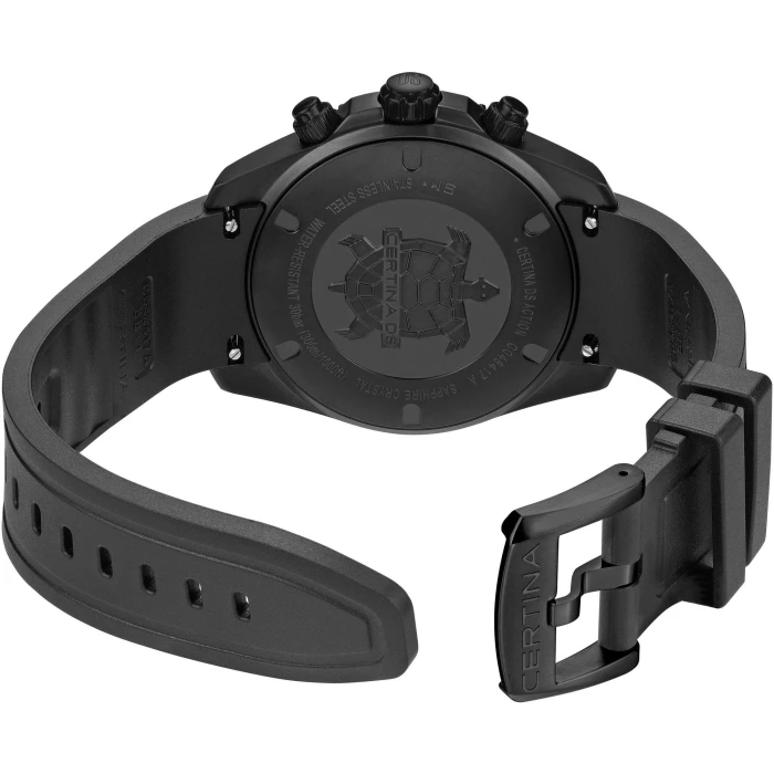 Zegarek-męski-Certina-DS-Action-Chrono-C048.417.37.051.01-z-czarną-tarczą-niebieskimi-akcentami-i-czarnym-paskiem-gumowym3