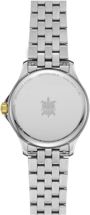 Zegarek-damski-Certina-DS-8-Moonphase-Lady-C045.223.22.111.00-z-tarczą-z-masy-perłowej-i-srebrzysto-złocistą-bransoletą2
