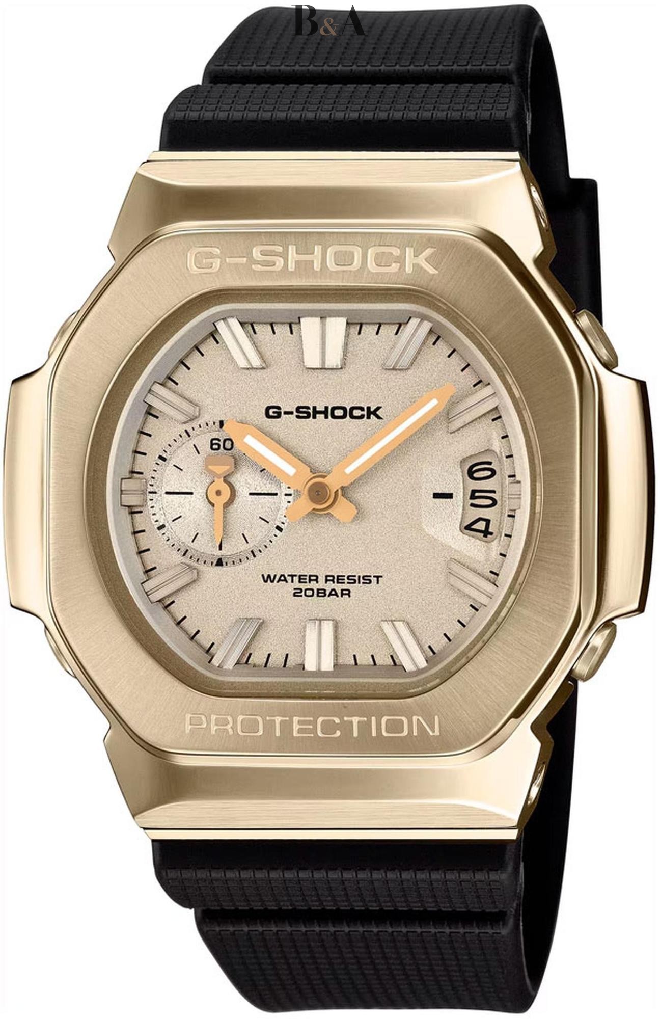 g-steel-Zegarek-męski-Casio-G-SHOCK-GMC-2500G-9AER-ze-złocistą-tarczą-i-lunetą-na-czarnym-pasku